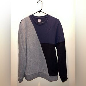 ASOS Crewneck Sweatshirt, Size M, Navy Blue/Black/Dark Heather Grey